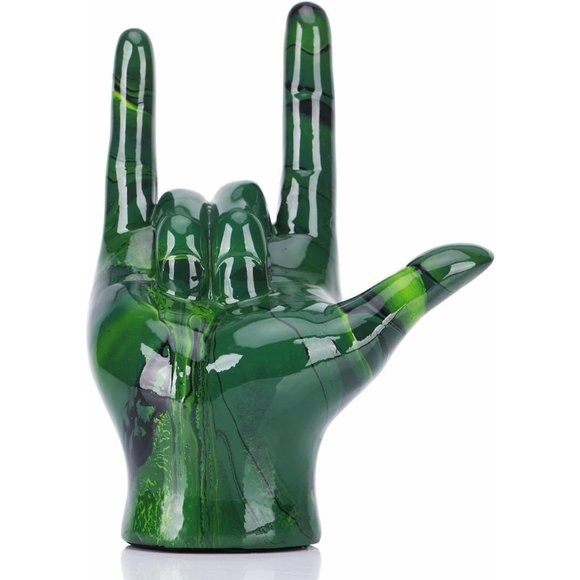 Emerald Green Modern Art Hand I Love Your Gesture Sculpture Home Decor - Picture 1 of 7